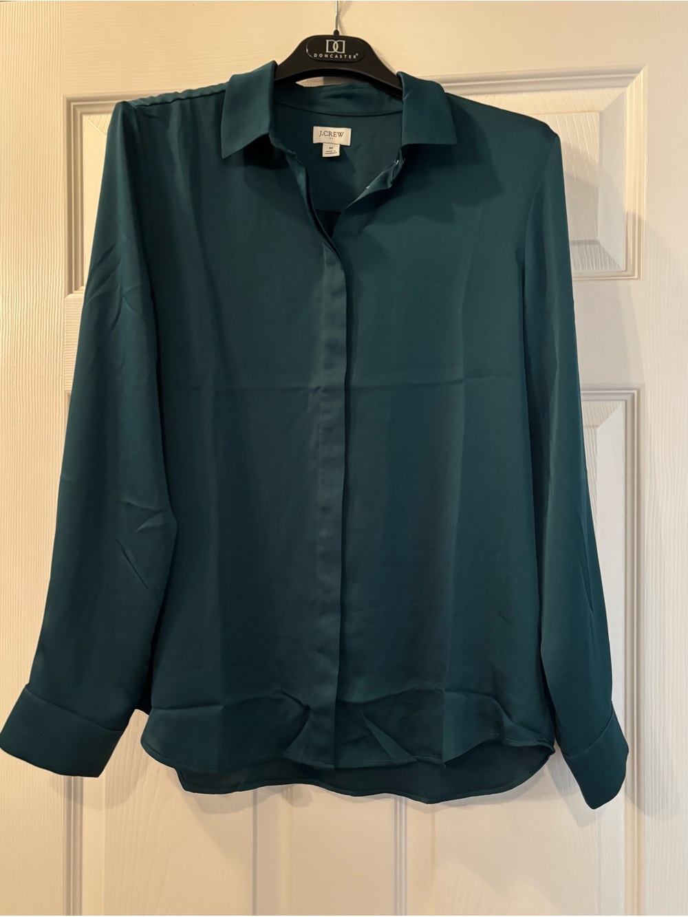 J. Crew Teal Long-Sleeve Button-Front Blouse